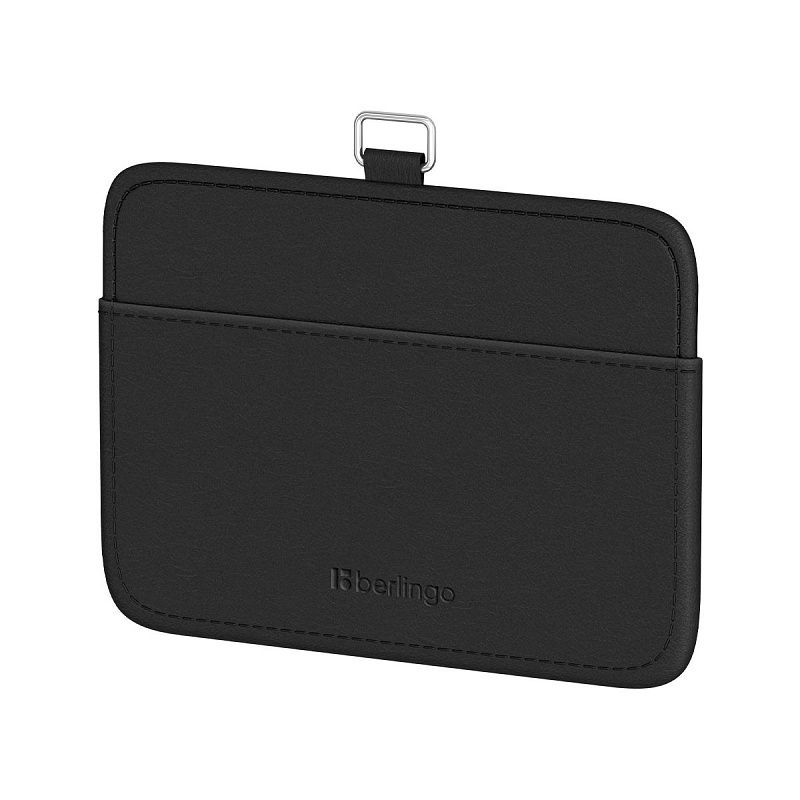 Бейдж горизонтальный Berlingo "ID 500", 85*55мм, экокожа, держатель-рулетка с лентой 45 см, черный