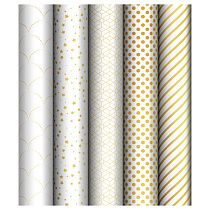 Упаковочная бумага глянц. 70*100см, MESHU "Pattern on white", 80г/м2, ассорти 5 дизайнов