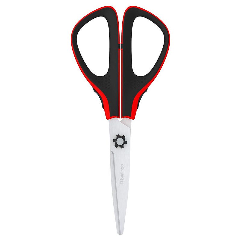 Ножницы Berlingo "Easycut 300", 17,5см, красные, мягкие вставки, европодвес