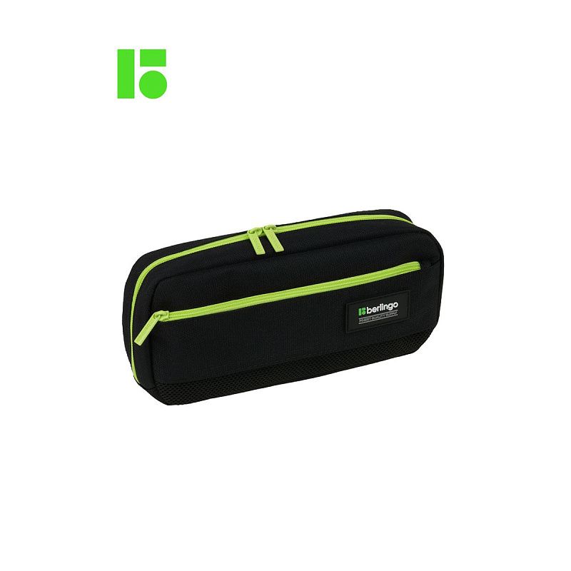 Пенал мягкий 1 отделение, 1 карман, 215*95*44 Berlingo "Black and yellow", полиэстер, внутренний органайзер 