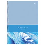 Тетрадь 80л., А4 клетка на гребне BG "Blue art", глянцевая ламинация, твердая обложка