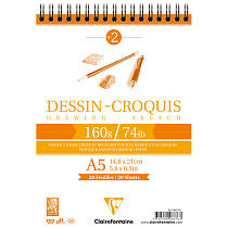 Скетчбук 35л., А5 Clairefontaine "Dessin croquis", на гребне, 160г/м2