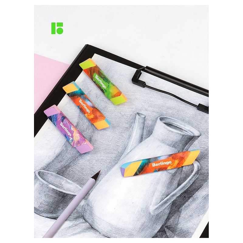 Ластик Berlingo "Collision", 6шт., треугольный, скошенный, 80*15*15мм, PVC бокс 