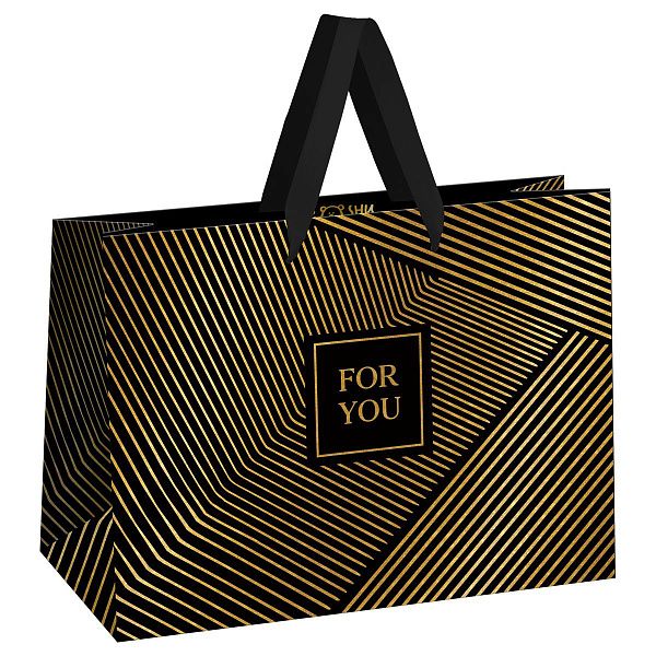 Пакет подарочный 42*33*12см MESHU "Strict lines", фольга, матовая ламинаци