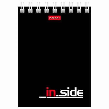 Блокнот МАЛЫЙ ФОРМАТ (75х105 мм) А7, 40 л., гребень, картон, клетка, HATBER, "INSIDE Стиль", 0Б7C1гр, ВО1189