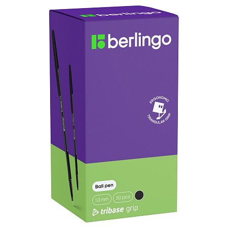 Ручка шариковая Berlingo "Tribase grip" черная, 1,0мм, грип 