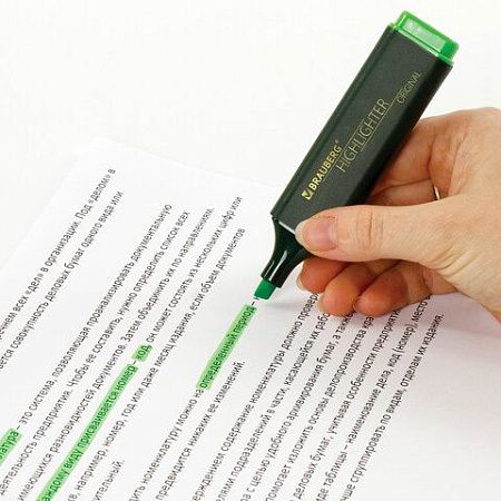 Текстовыделитель BRAUBERG "ORIGINAL", ЗЕЛЕНЫЙ, линия 1-5 мм, 151682 