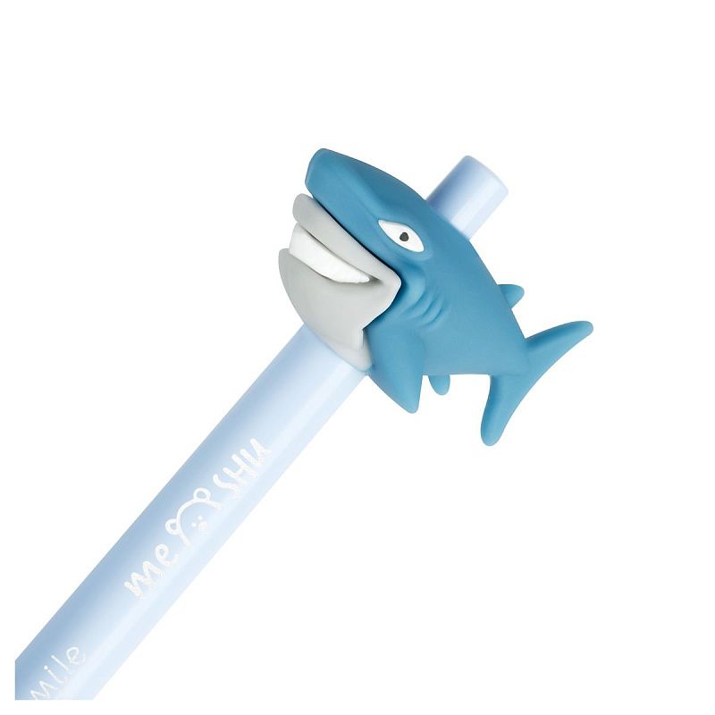 Ручка шариковая автоматическая MESHU "Shark" синяя, 0,7мм, корпус ассорти, с топпером 