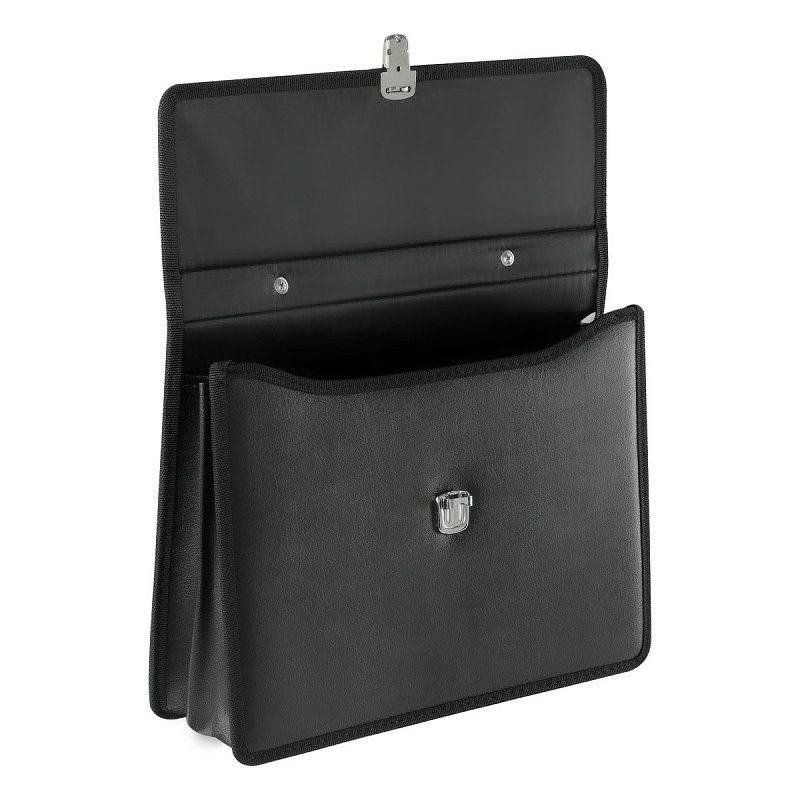 Портфель OfficeSpace "Siena", кожзам, черный, 2 отделения, метал. замок 