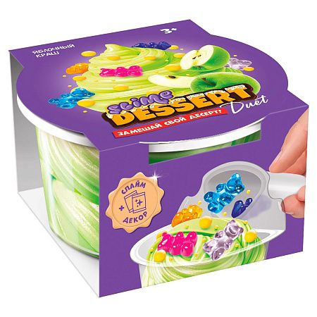 Слайм с добавками для замешивания Slime "Dessert Duet", банановый бум/клубничный взрыв/яблочный краш/взрывной чизкейк, ассорти