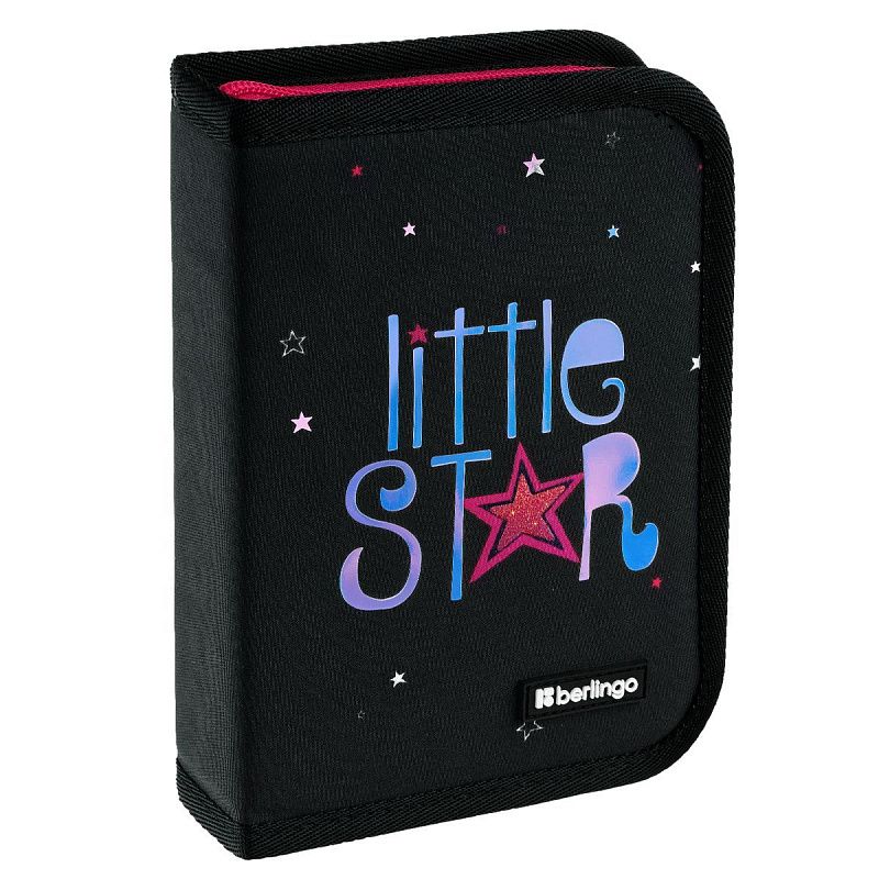 Пенал 1 отделение, 200*140*40 мм, Berlingo "Little Star", 2 дополнительные откидные секции, полиэстер