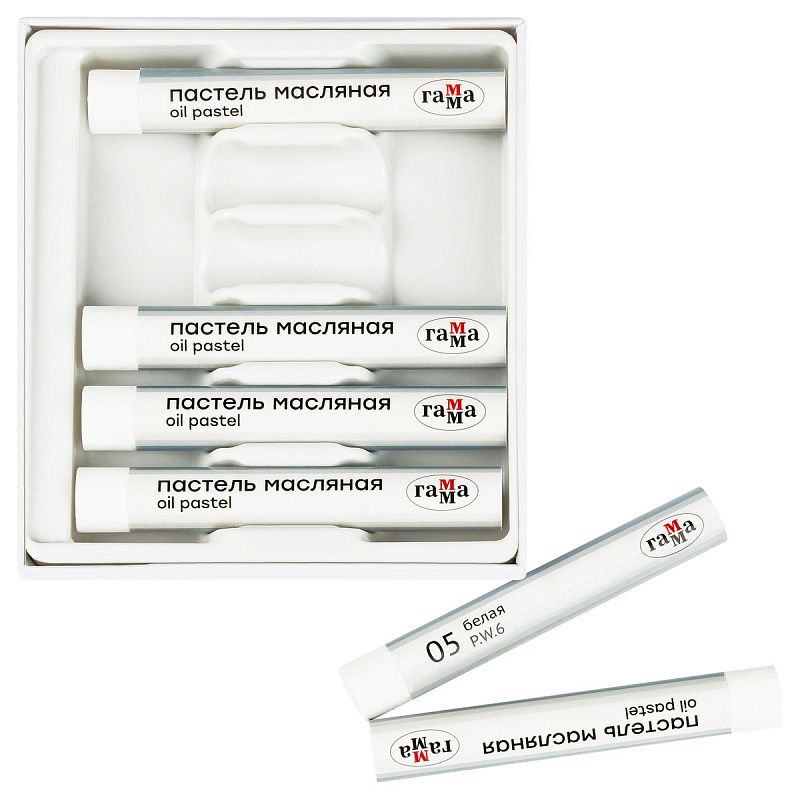 Пастель масляная Гамма "Студия", 6 белых, картон. упак.