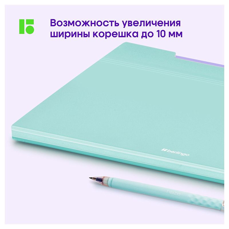 Папка 5 отделений Berlingo "Haze", А4, 600мкм, на кнопке, мятная, софт-тач 