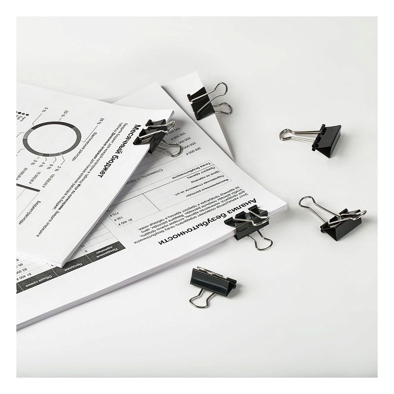 Зажимы для бумаг 32мм, OfficeSpace, 12шт., черные, картонная коробка