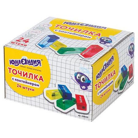 Точилка ЮНЛАНДИЯ "Космо", с контейнером, пластиковая, корпус ассорти, 228452 