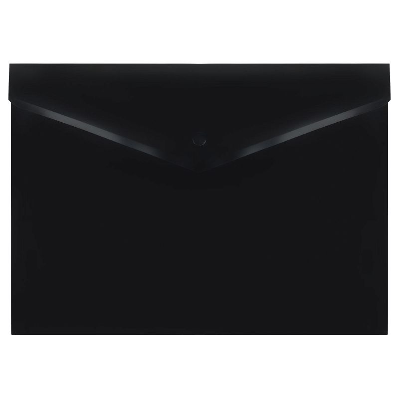 Папка-конверт на кнопке СТАММ А4, 150мкм, непрозрачная, черная