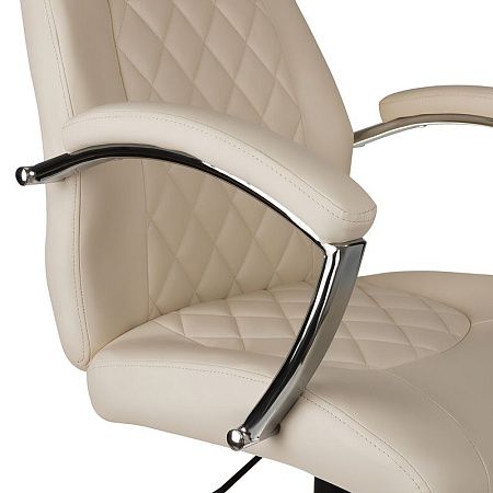 Кресло руководителя Helmi HL-E24 "Iсon", экокожа бежевая, хром
