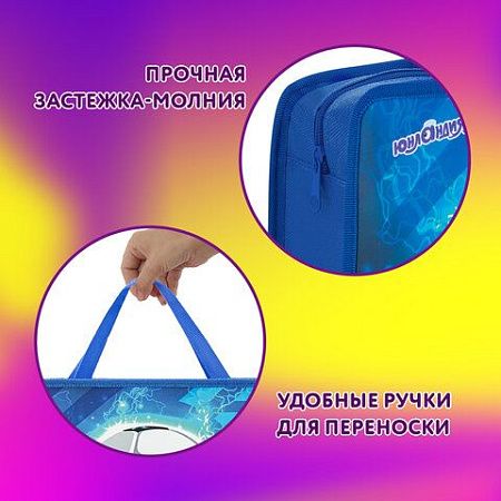Папка на молнии с ручками ЮНЛАНДИЯ А4, 1 отделение, пластик, 80 мм, Football, 272158 