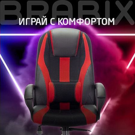 Кресло компьютерное BRABIX PREMIUM "Rapid GM-102", экокожа/ткань, черное/красное, 532107