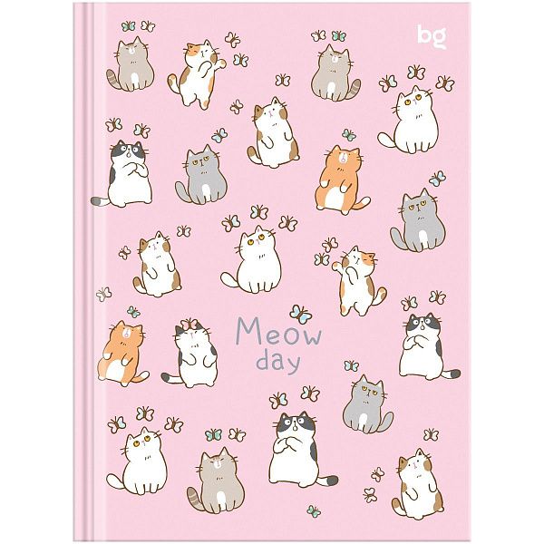 Бизнес-блокнот А6, 80л., BG "Meow day", глянцевая ламинация