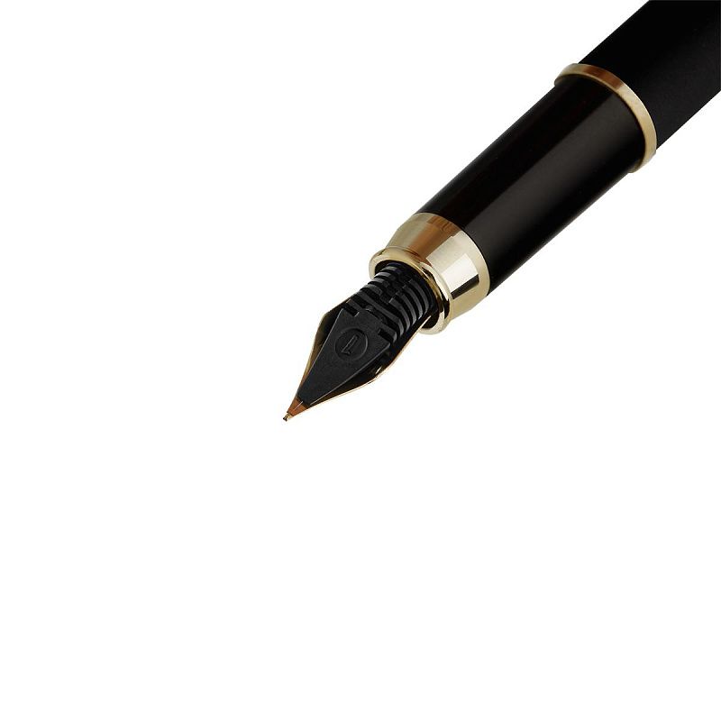 Ручка перьевая Luxor "Sterling" синяя, 0,8мм,  корпус черный/золото, футляр 