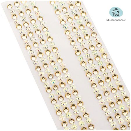 Наклейки акриловые MESHU "Gold line", 25*7,8см, стразы, 308 наклеек, инд. уп., европодвес