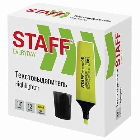 Текстовыделитель STAFF "EVERYDAY HL-638", ЖЕЛТЫЙ, линия 1-5 мм, 151638 