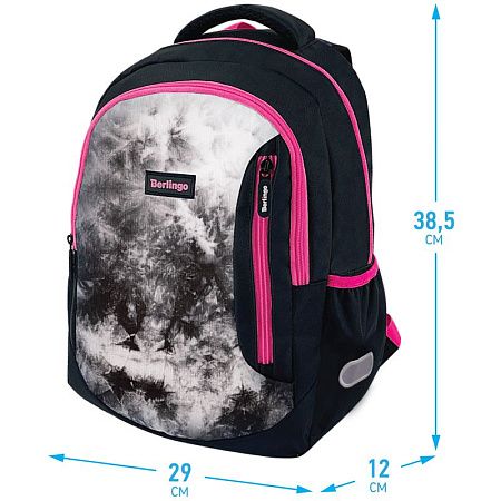 Рюкзак Berlingo Boom "Black-pink style" 38,5*29*12см, 2 отделения, 3 кармана, анатомическая ЭВА спинка 