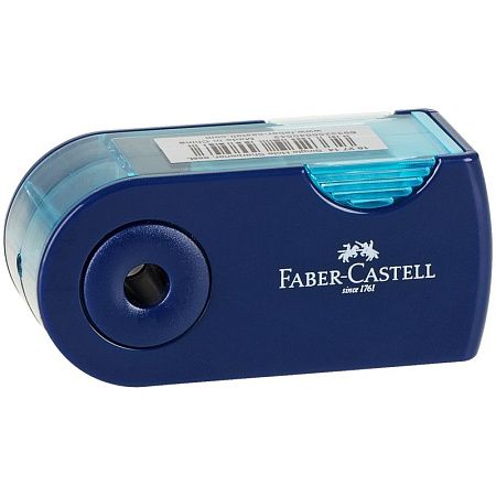 Точилка пластиковая Faber-Castell "Sleeve Mini" 1 отверстие, контейнер, розов./оранж., бирюзовая 