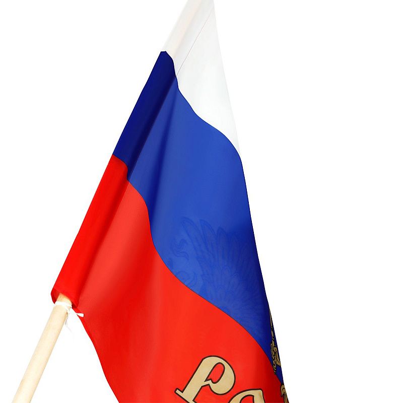Флаг РФ с гербом 90*135см, пакет с европодвесом