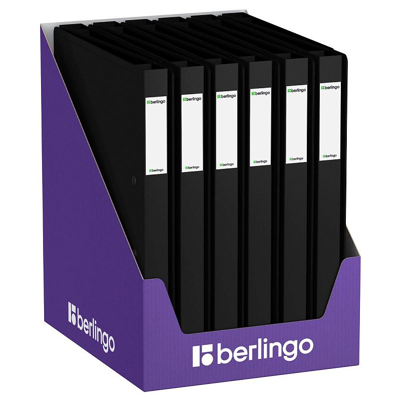 Папка на 2 кольцах Berlingo "Soft Touch", 24мм, 700мкм, черная, D-кольца, с внутр. карманом 