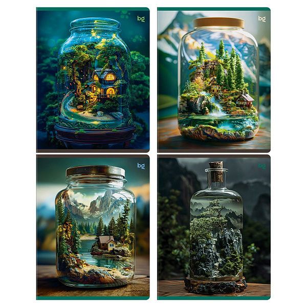 Тетрадь 48л., А5, клетка BG "Флорариум", блестки