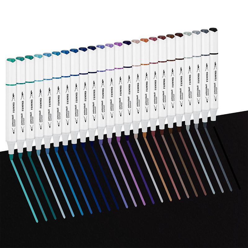 Маркеры акриловые Гамма "Классические", 48 цв., двусторонние, пластик.бокс