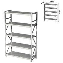 картинка Стеллаж металлический грузовой ПРАКТИК "MS Pro", 2500х1500х600 мм, 5 полок (КОМПЛЕКТ) от магазина