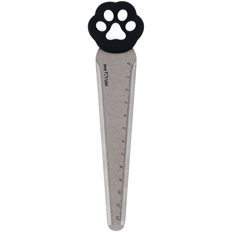 Линейка с топпером 12см MESHU "Paw", пластиковая, европодвес 