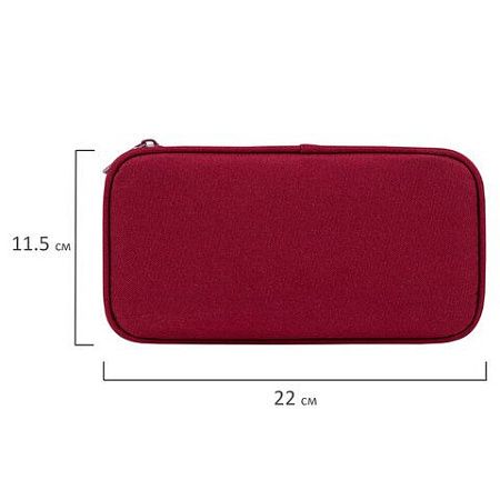Пенал-косметичка BRAUBERG, 1 отделение, органайзер, полиэстер, 22x11,5x6 см, винный, 270845 