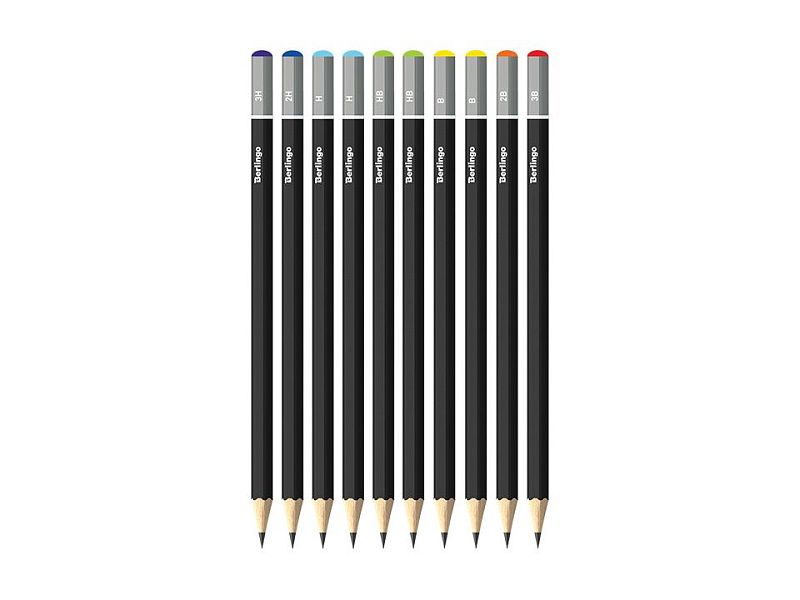 Набор карандашей ч/г Berlingo 10шт., 3H-3B, заточен., картон. упаковка, европодвес 