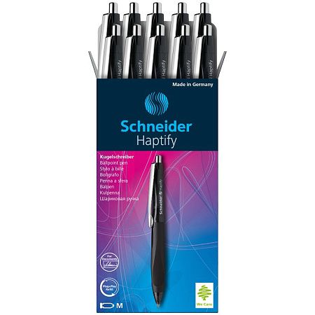 Ручка шариковая автоматическая Schneider "Haptify" черная, 1,0мм, грип 
