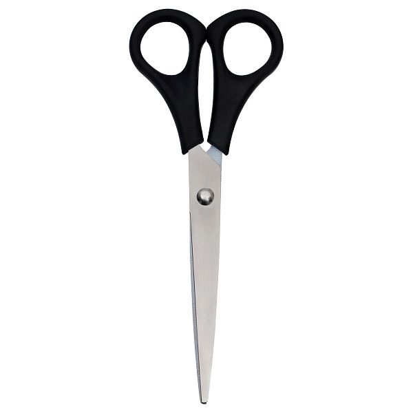 Ножницы OfficeSpace 16,2см, черные ручки, ПВХ чехол с европодвесом