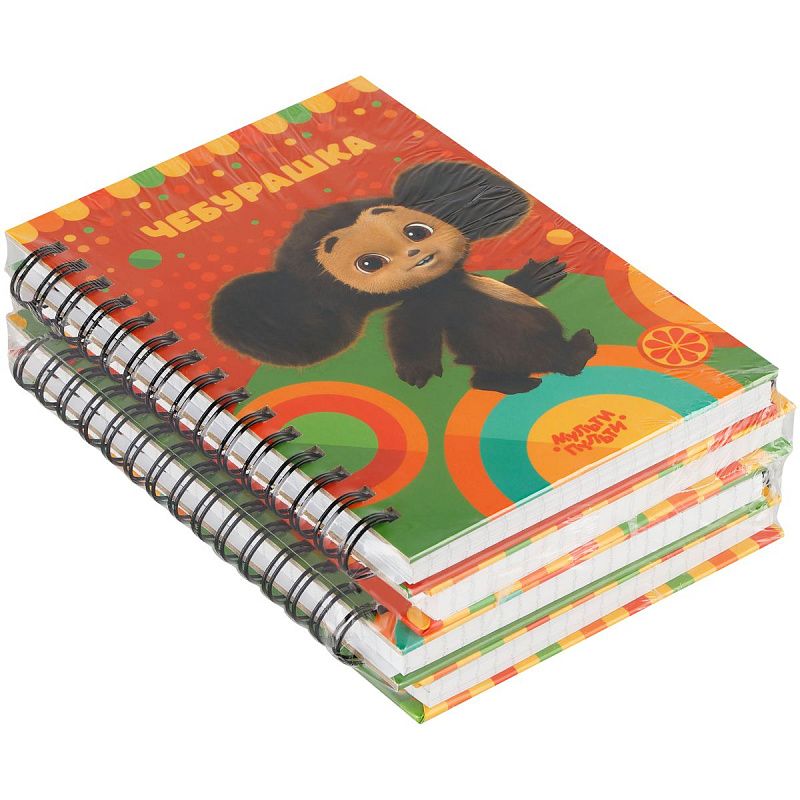 Записная книжка А6 96л. на гребне Мульти-Пульти "Чебурашка", твердая обложка, глянцевая ламинация