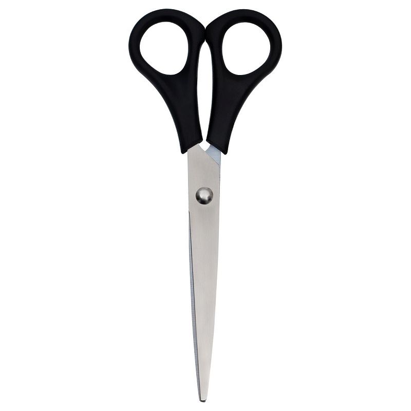 Ножницы OfficeSpace 16,2см, черные ручки, ПВХ чехол с европодвесом