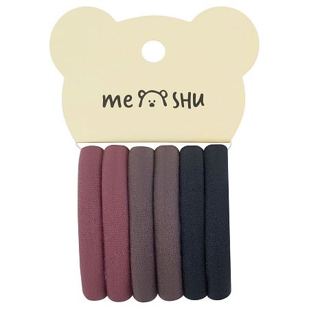 Резинки для волос MESHU "Essence thin", винные, коричневые, графитовые, 6шт., европодвес