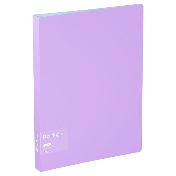 Папка на 4 кольцах Berlingo "Haze" A4, 24мм, 600мкм, D-кольца, с внутр. карманом, сиреневая, софт-тач