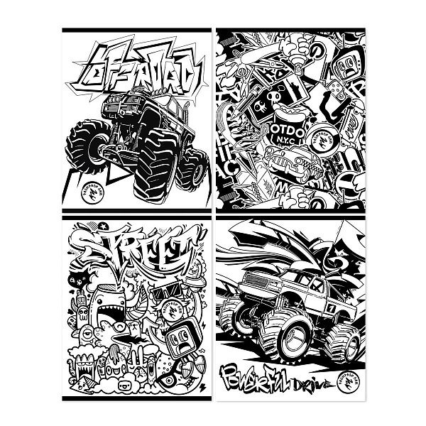 Тетрадь 48л., А5, клетка BG "Раскрась сам. Art black"