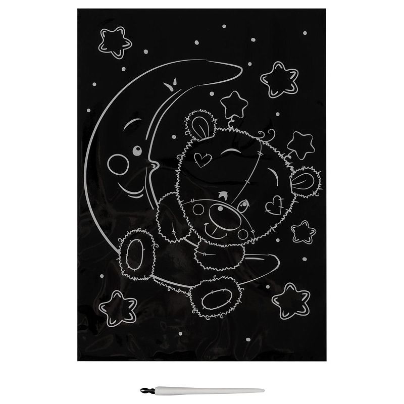 Гравюра с мультицветной основой ТРИ СОВЫ "Мишка в космосе", А4