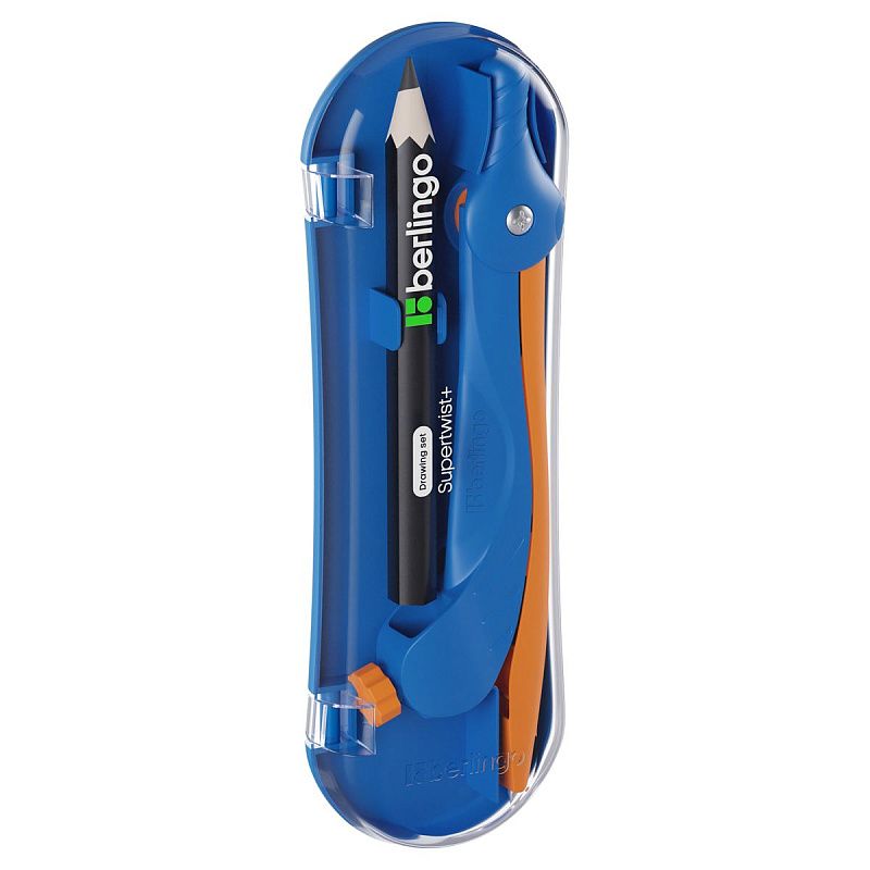 Готовальня Berlingo "Supertwist", 2 предмета, пластиковый циркуль 120мм, + карандаш, пластиковый футляр 