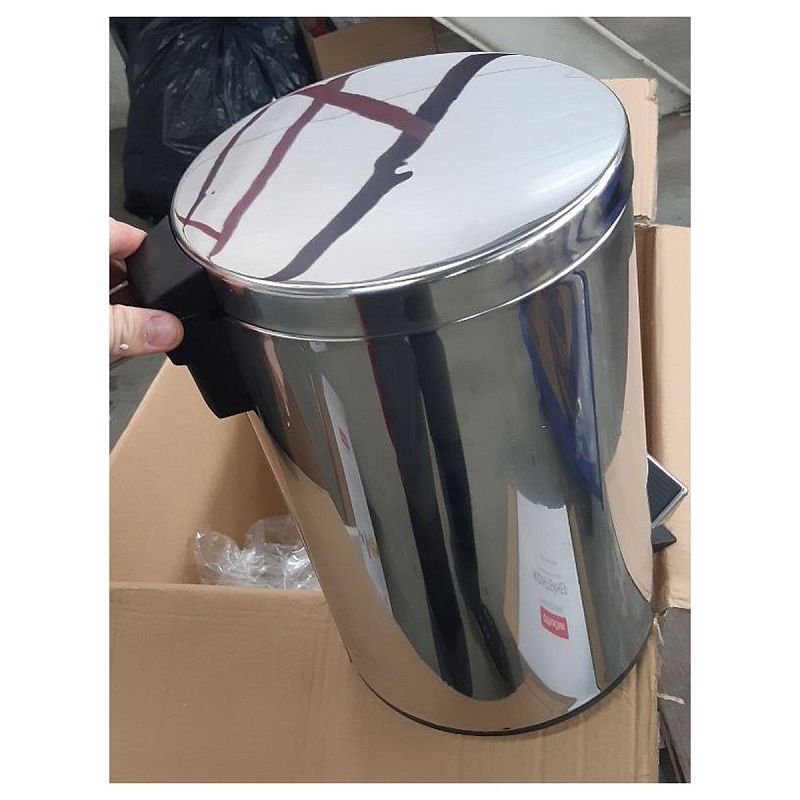 УЦЕНКА - Ведро-контейнер для мусора (урна) OfficeClean Professional, 12л, нержавеющая сталь, хром (осн 277568)