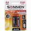Батарейки аккумуляторные КОМПЛЕКТ 2 шт., SONNEN, АА (HR6), Ni-Mh, 2100 mAh, в блистере, 454234