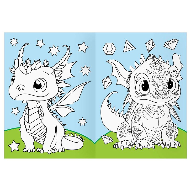 Раскраска А4 ТРИ СОВЫ "Дракончики", 16стр., цветной фон