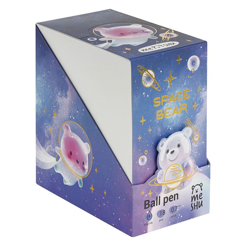 Ручка шариковая MESHU "Space Bear" синяя, 0,7мм, корпус ассорти 